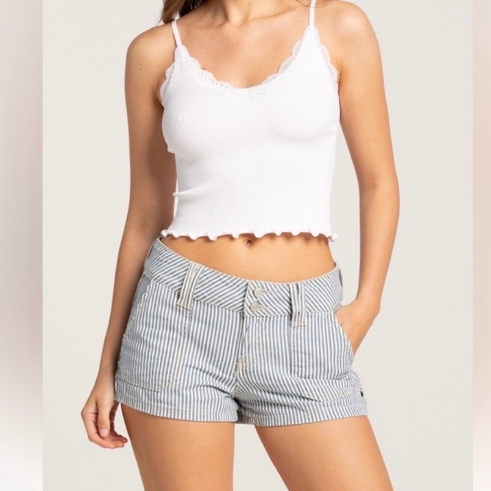 RSQ Blue and White Striped Jean shorts from Tilly’s